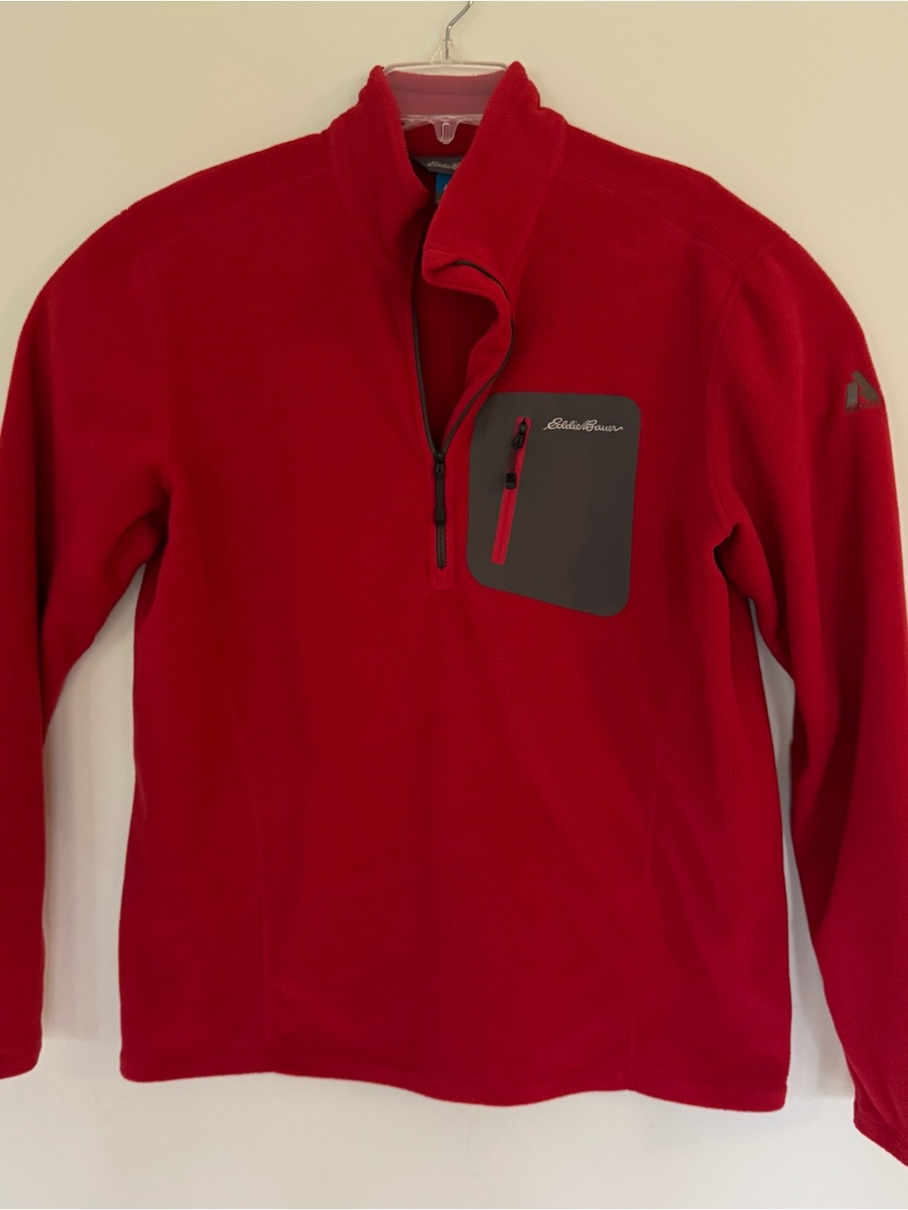 Eddie Bauer Red Men’s Half-Zip Fleece with Contrast Chest Pocket